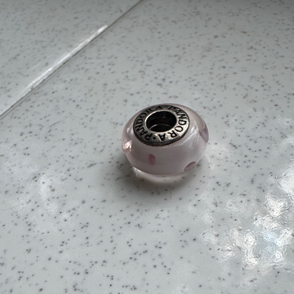 Pandora Silver and Pink Polka Dot Charm